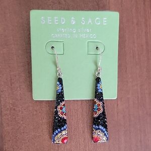 Seed & Sage Black Multi-Color Beaded Drop Earrings